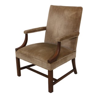 Hickory Chair Co Chippendale Mahogany Open Arm Library Chair For Sale