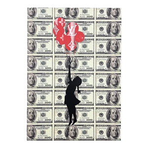 Death Nyc - Banksy Flying Balloon Girl, Louis Vuitton and Dollar - Limited Edition With Certificate
