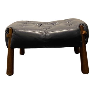 1960s Percival Lafer Jacarandá Brazilian Rosewood Leather Ottoman For Sale