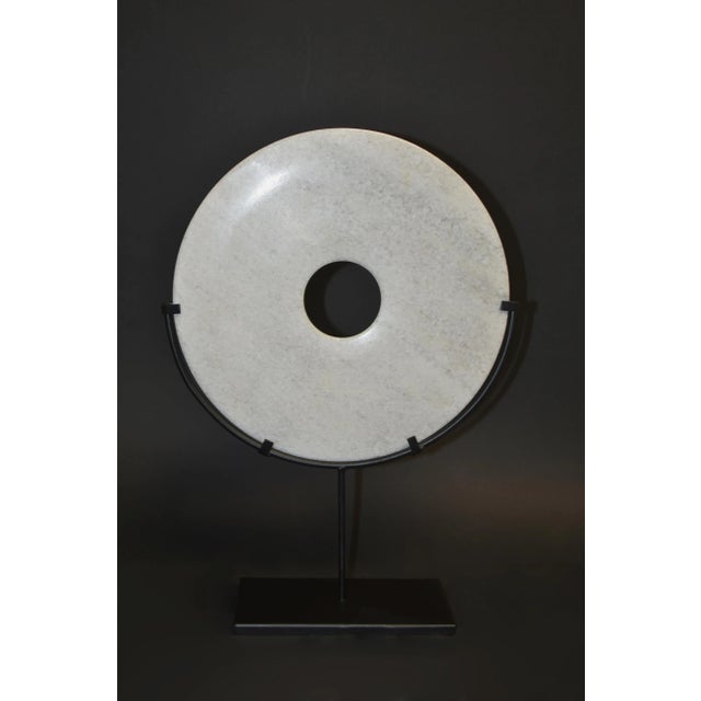 Late 20th Century White Granite Ceremonial Bi Disc For Sale - Image 5 of 13