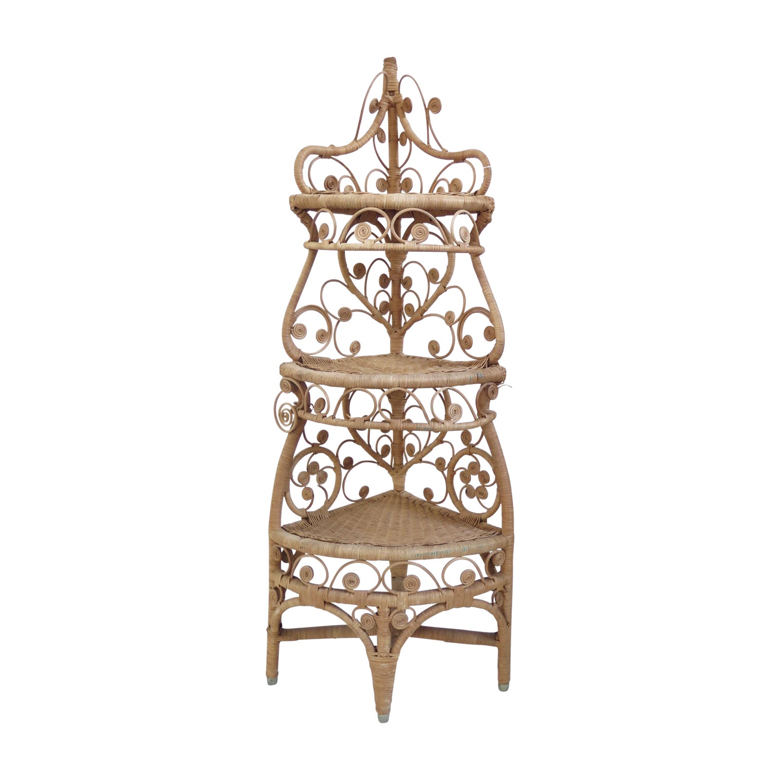 Bohemian Rattan Corner Shelf Chairish