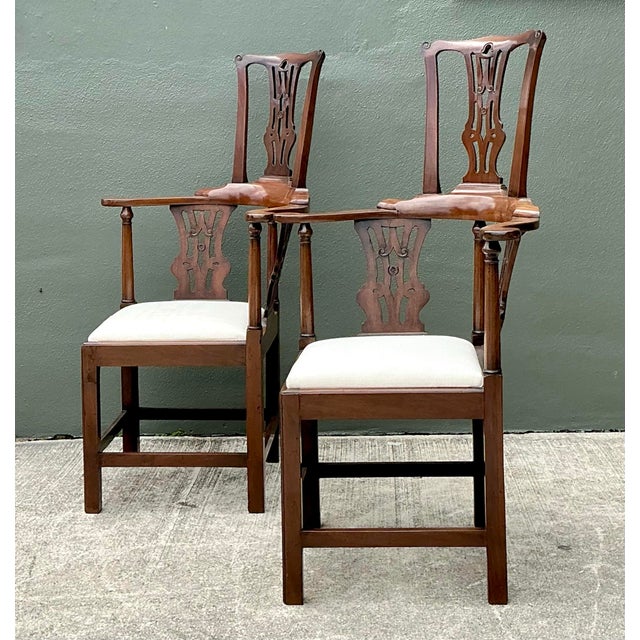 Vintage Chippendale High Back Corner Chairs - A Pair For Sale - Image 12 of 12