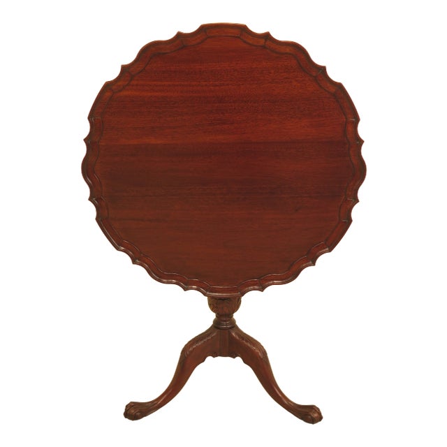 1950s Chippendale Mahogany Tilt Top Table For Sale
