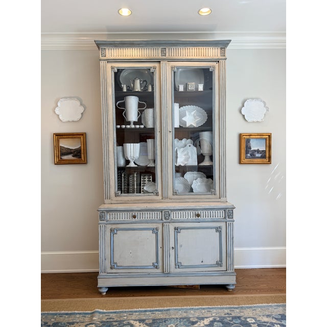 Antique French Hand Carved Painted Buffet À Deux Corps For Sale - Image 11 of 12