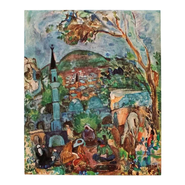 1953 Menahem Shemi "Safed Landscape", Original Period Israel Photogravure For Sale