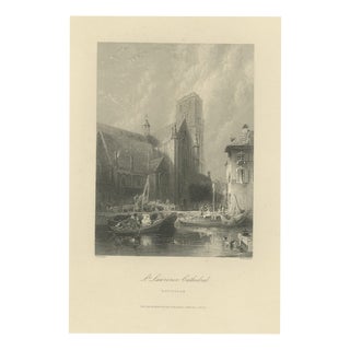 After G. Balmer, St. Lawrence Church, Rotterdam, 1860, Engraving For Sale