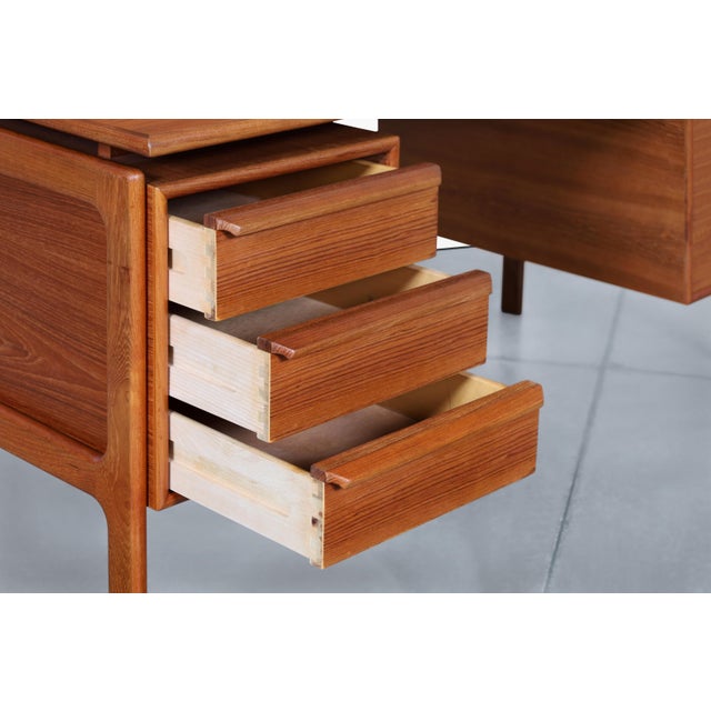 Danish Modern Floating Top Teak Executive Desk by g.v. Mobler For Sale - Image 9 of 14