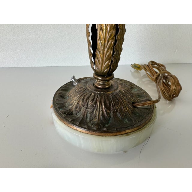 1960s Italian Hollywood Regency Gilt Tole and Porcelain Flowers Desk Lamp/ Sold For Sale - Image 4 of 12