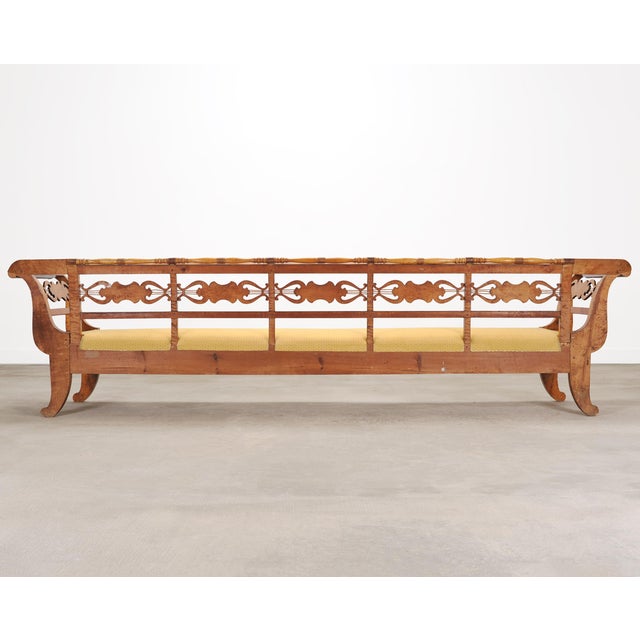 Monumental Swedish Biedermeier Style Burl Hall Bench 11.5 Ft For Sale - Image 17 of 18
