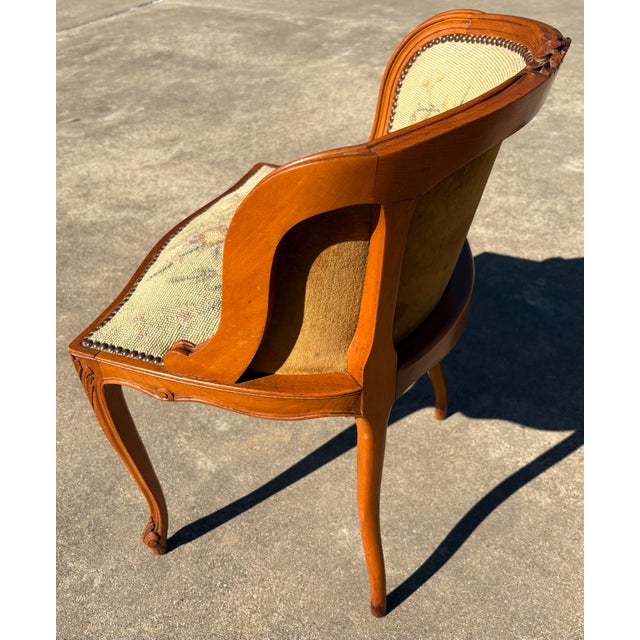 Vintage French Needlepoint Vanity Slipper Chair For Sale - Image 9 of 12