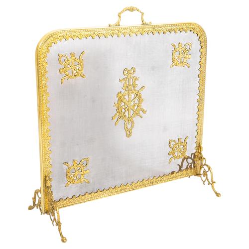 Antique Empire Revival Classical Trophies Gilt Bronze Fire Screen, 1800s For Sale - Image 14 of 14
