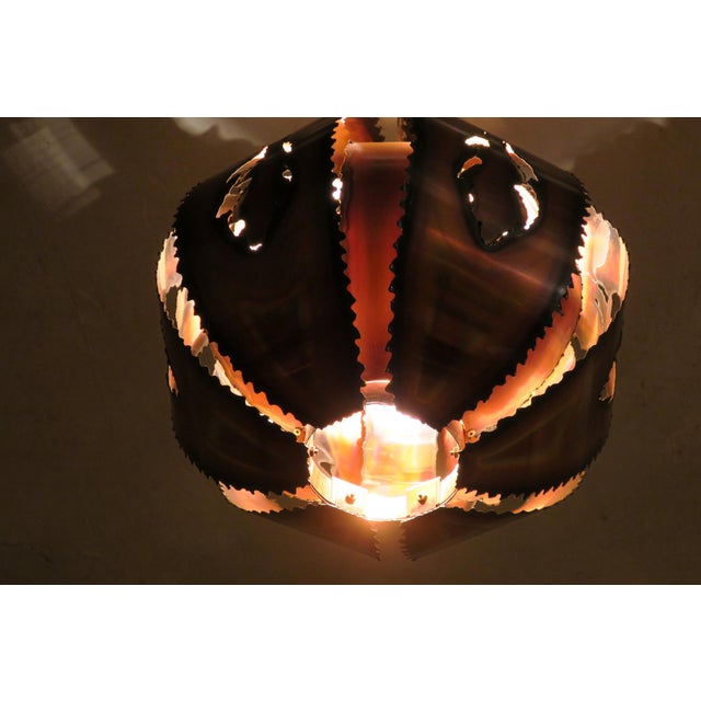 Brutalist Torch Cut Copper Pendant Light, 1970s For Sale - Image 6 of 14