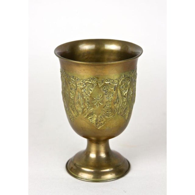 Goldenrod Antique Biedermeier Brass Goblets, 1860, Set of 2 For Sale - Image 8 of 14