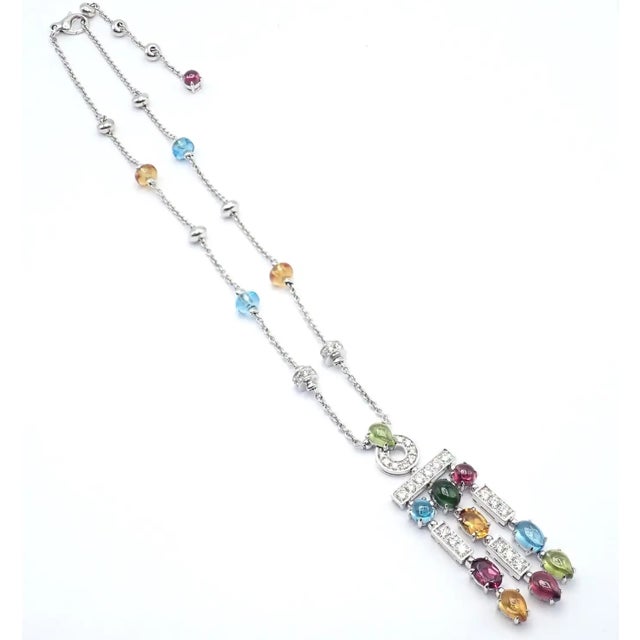 1990s Bulgari Allegra Diamond Color Stones White Gold Necklace For Sale In Philadelphia - Image 6 of 10