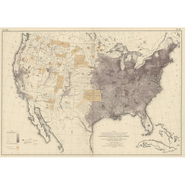 Antique Chart of the US Population, 1870 For Sale - Image 6 of 6