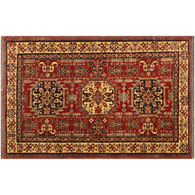 1980s Vintage Southwestern Super Kazak Clyde Red Wool Rug - 4'3'' X 5'8'' For Sale - Image 9 of 10