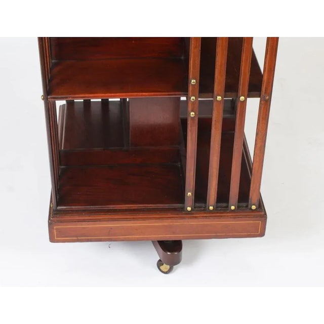 Antique Edwardian Revolving Bookcase in Flame Mahogany, 1900s For Sale - Image 10 of 13