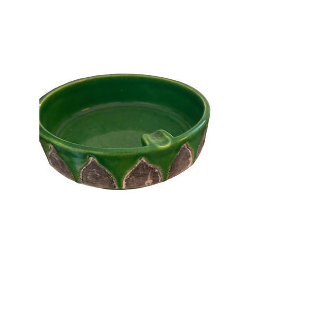 1960s Aldo Londi for Bitossi Large Green Ashtray With Silver Moorish Arches For Sale - Image 5 of 7