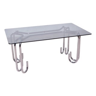 Vintage Coffee Table with Smoked Glass Top, 1970s For Sale