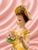 1950s Japanese Porcelain Lady Figurine in Yellow Gown With Rhinestones & Flowers For Sale - Image 6 of 11