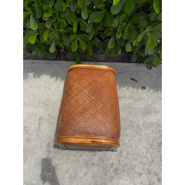 Late 20th Century Vintage Organic Modern Barrel Form Rattan Ottoman For Sale - Image 5 of 12