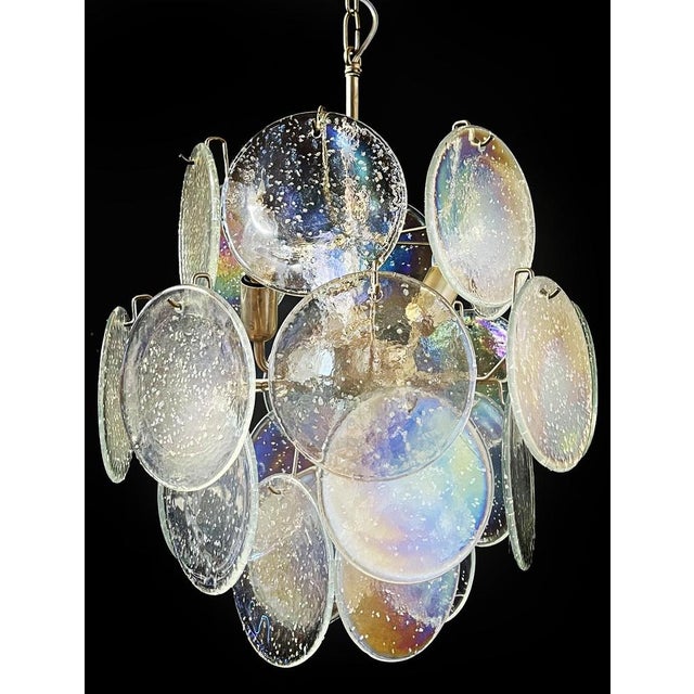 Vintage Italian Murano Chandelier with 24 Iridescent Grit Disks, 1990s For Sale - Image 10 of 17