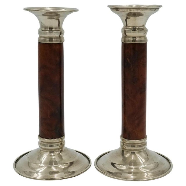 Art Deco Burr Walnut Candlleholders, Set of 2 For Sale - Image 14 of 14