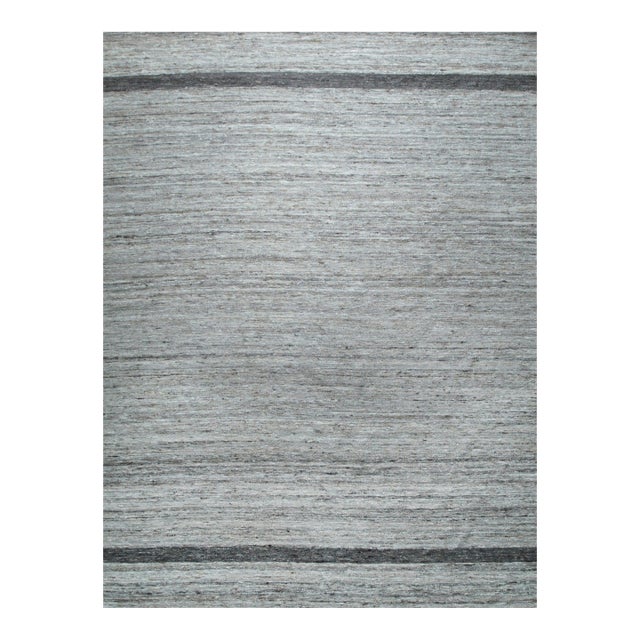 4x6 Lila Violet Light Gray Solid Open Field Flatweave Wool Carpet Rug For Sale