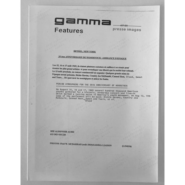 (after) Fred Mcdarrah, Original Fred Mcdarrah Press Photograph 1960's Woodstock Music Festival Photo, 1969 For Sale - Image 4 of 5