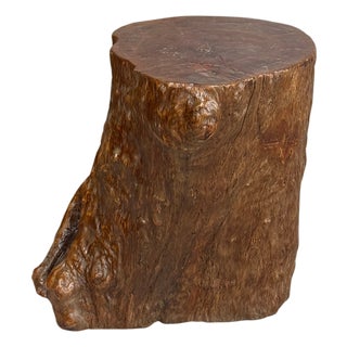 Reclaimed Tree Trunk Side Pedestal Table with Organic Shape For Sale