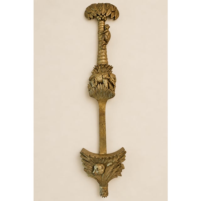 Plastic Vintage Mid-Century Chinoiserie Coconut Palm Tree, Monkey, Elephant and Cougar Wall Plate Bracket For Sale - Image 7 of 9