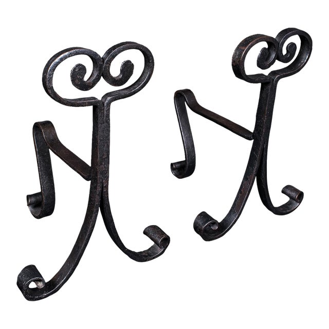 Pair of Antique Fire Tool Rests, French, Andirons, Art Nouveau, Victorian, 1900 For Sale