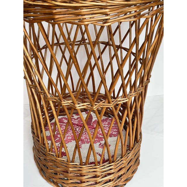 Wood Vintage French Lattice Style Basket With Handle For Sale - Image 7 of 11