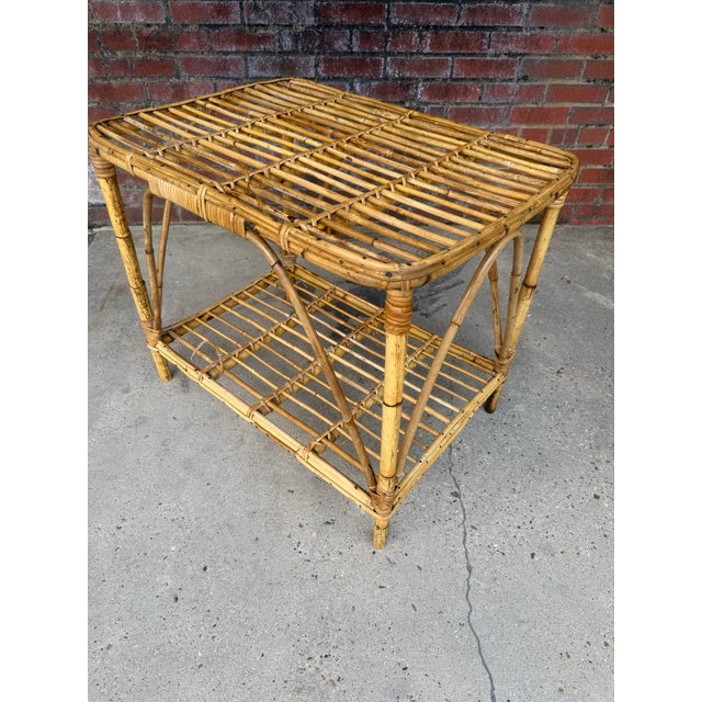 Mid 20th Century Vintage Italian Riviera Tito Angoli Style Bamboo and Rattan Coffee / Side Table For Sale - Image 5 of 11