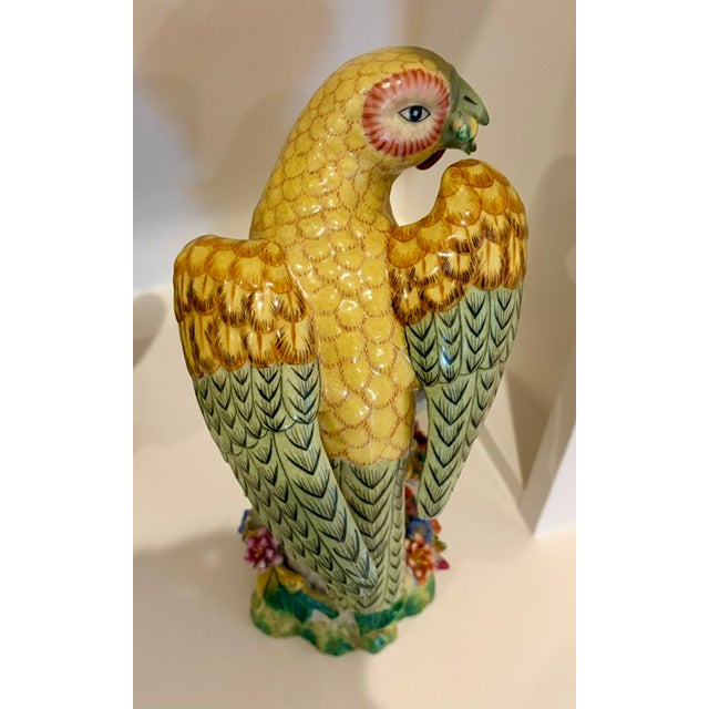 Traditional Vintage Bright and Sophisticated Porcelain Parrots - Pair For Sale - Image 3 of 8