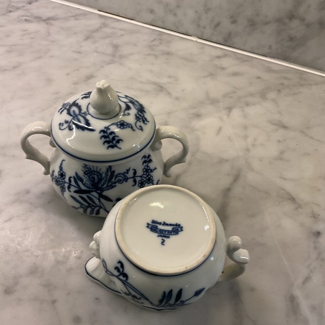 Cream/ sugar glazed porcelain 18 th century Meissen design MCM. Discontinued