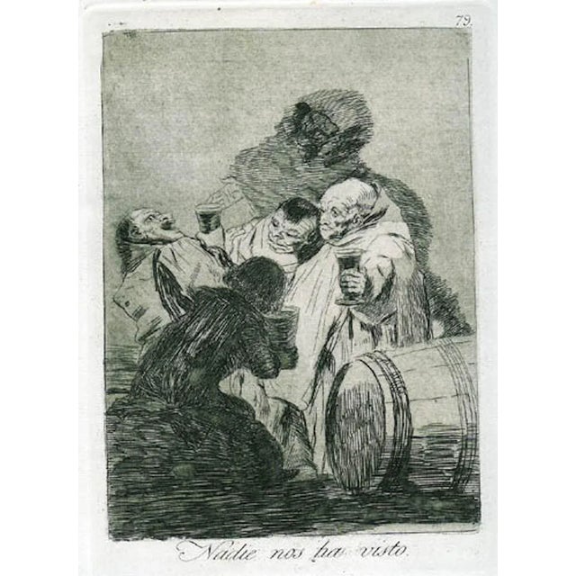 Los Caprichos . Plate n.79, No One Has Seen Us. Third Edition. Goya derides the monks, showing them as “devotos de la...