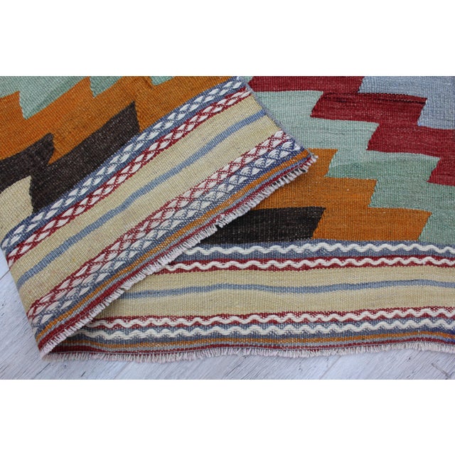 Pastel Coloured Vintage Anatolian Kilim Rug Runner - 40"x149" For Sale - Image 11 of 12