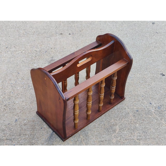 Mid 20th Century Vintage Wooden Magazine Rack, Newspaper Holder For Sale - Image 4 of 8