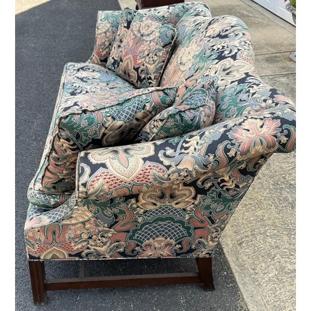 Chippendale Late 20th Century Chippendale Style Camel Back Loveseat For Sale - Image 3 of 8