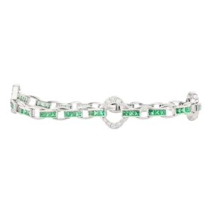 14k White Gold May Birthstone & Diamond Bracelet
