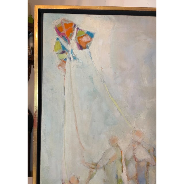 Antique Original Spitz Abstract Pop Figures Flying Kites Oil Painting on Canvas For Sale - Image 15 of 16