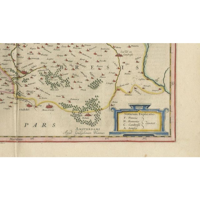 Map of Cambrai & Artois with Heraldic Cartouches from Blaeu, 1642 For Sale - Image 10 of 11