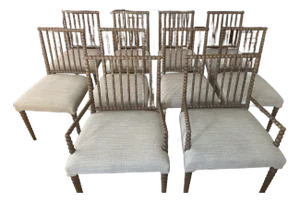 Set of 10 Dining Chairs (2 Arm and 8 Side)