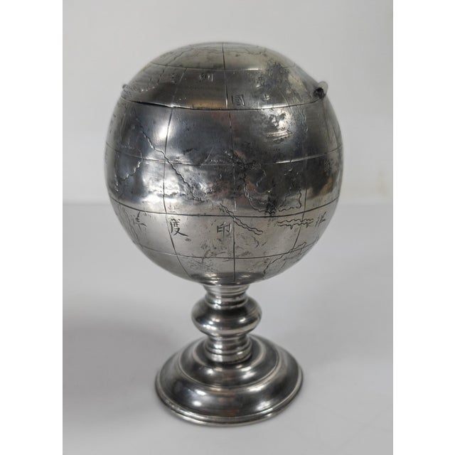 Early 20th Century Chinese Pewter Globe Form Tea Caddy For Sale - Image 4 of 18