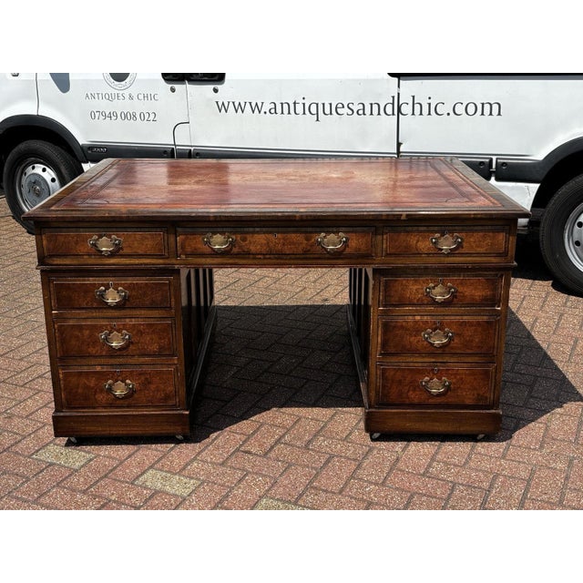 Brown Partners Pedestal Desk in Walnut For Sale - Image 8 of 18