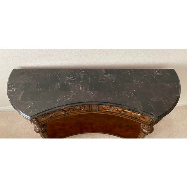 Late 20th Century Vintage Drexel Heritage "Talavera" Collection Demilune Serrano Console Table Excellent Condtion For Sale - Image 5 of 15