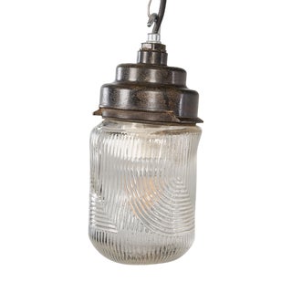 Striped Mottled Cylinder Pendant Lamp, 1950s For Sale