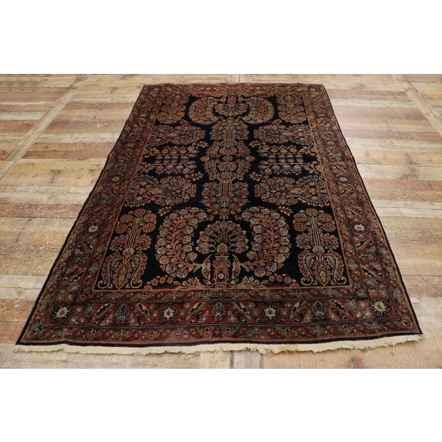 Textile Antique Persian Sarouk Rug - 04'04 X 06'09 For Sale - Image 7 of 9