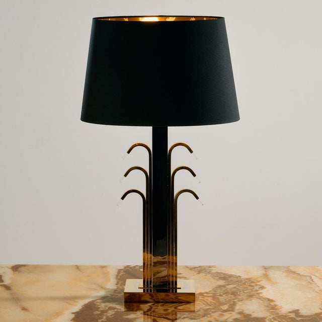 WKR Leuchten table lamp from the 1980s. The lamp has been given a new lampshade, with the inside of the lampshade in a...